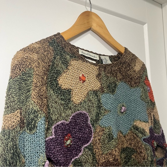 DAVID BROOKS - Hand Knit - Floral Print Sweater - Women’s M - Picture 7 of 12